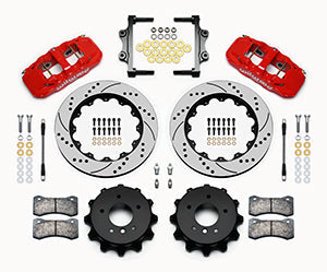 Wilwood AERO4 Rear Kit 14.00 Drilled Red 2007-2011 BMW E90 Series w/Lines