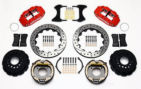 Wilwood Narrow Superlite 4R Rear P-Brk Kit 12.88in Drill Red Chevy 12 Bolt w/ C-Clips - 0
