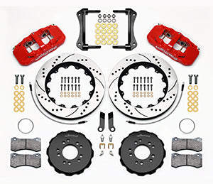 Wilwood AERO6 Front Hat Kit 14.00 Drilled Red 2005-2014 Mustang w/ BMR Suspn. w/Lines