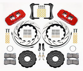 Wilwood AERO6 Front Hat Kit 14.00 Drilled Red 2005-2014 Mustang w/ BMR Suspn. w/Lines - 0