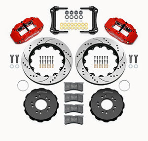 WILWOOD FNSL6R Front Hat Kit,14.00, Drilled, Red Detroit Speed Engineering Suspe