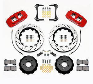 Wilwood AERO6 Front Hat Kit 14.00 Drilled Red 2015-Up Mustang w/Lines