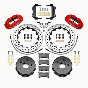 Wilwood Narrow Superlite 4R Rear Kit 12.88in Drilled Red 2007-up Jeep JK w/Lines