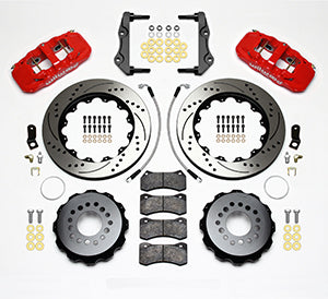 Wilwood AERO4 Rear Kit 14.25in Drilled Red 2014-Up Challenger w/Lines