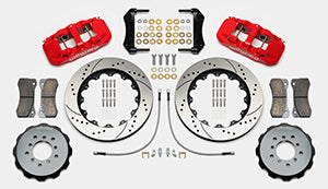 Wilwood AERO6 Front Hat Kit 14.00 Drilled Red 00-06 BMW M3 E46 w/Lines