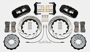 Wilwood AERO6 Front Hat Kit 14.00 Drilled Black 00-06 BMW M3 E46 w/Lines