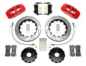 Wilwood AERO6 Front Hat Kit 14.00 Drilled Red 03-09 Nissan 350Z w/Lines