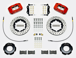 Wilwood Dynapro Radial Front Kit 11in Drilled & Slotted Red 61-67 Jaguar XKE w/ Lines