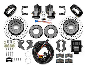 Wilwood Forged Dynalite Rear Electronic Parking Brake Kit - Black Powder Coat Caliper - D/S Rotor