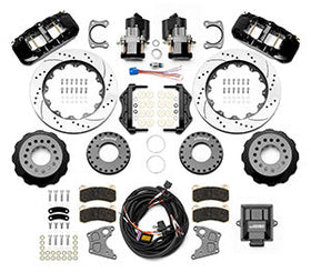 Wilwood AERO4 Big Brake Rear Electronic Parking Brake Kit - Black - Powder Coat Caliper - D/S Rotor - 0