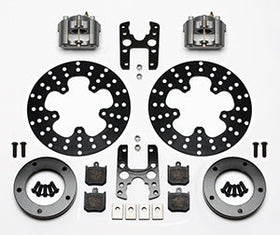 Wilwood Dynalite Single Floater Front Drag Kit Drilled P&S Anglia Spindle Mount Wheel - 0