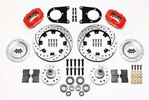 Wilwood Forged Dynalite Front Kit 12.19in Drilled Red 37-48 Ford Psgr. Car Spindle
