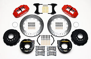 WILWOOD FNSL4R Rear P-Brk Kit,12.88", Drill, Zinc, Red Chevy 12 Bolt w/ C-Clips