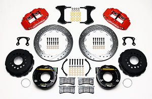WILWOOD FNSL4R Rear P-Brk Kit,12.88", Drill, Zinc, Red Big Ford New Style 2.50"