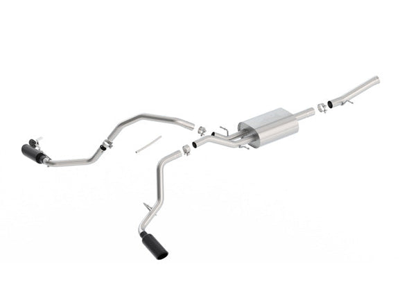 CATBACK SILV/SIERRA 1500 '14-'18 5.3L V8 AT/MT 2&4W RC STB (78.7") 119" WB "S-TYPE" BLACK CHROME TIP