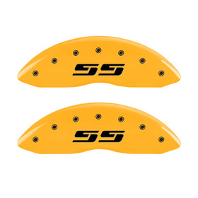 MGP 2 Caliper Covers Engraved Silverado SS Yellow Finish Blk Char 10 Chevy Silverado 1500