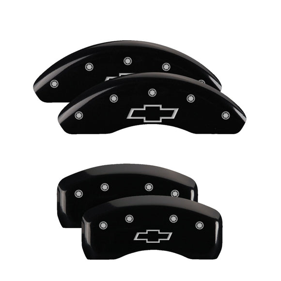 MGP 4 Caliper Covers Engraved Front & Rear Bowtie Black finish silver ch