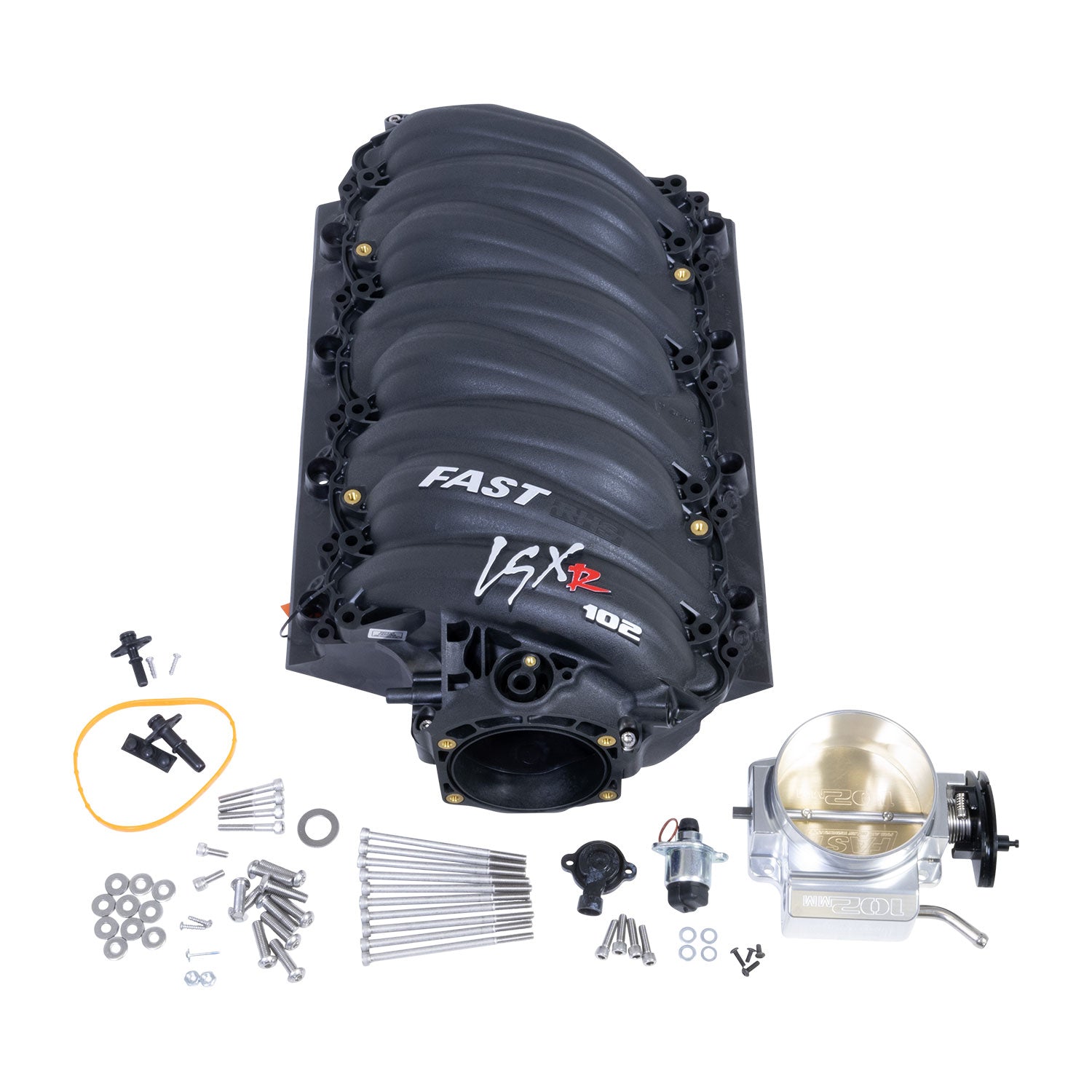 FAST LSXR 102MM Rect Port Intake Manifold - Black w/ 102MM Big Mouth B ...