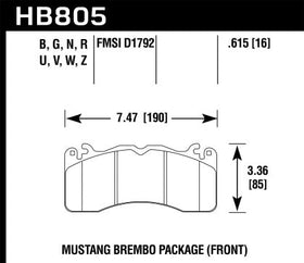 Hawk 15-17 Ford Mustang Brembo Package DTC-60 Front Brake Pads - 0