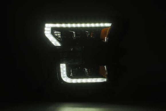 AlphaRex 17-20 Ford Raptor NOVA LED Proj Headlights Plank Style Chrm w/Activ Light Sequential Signal