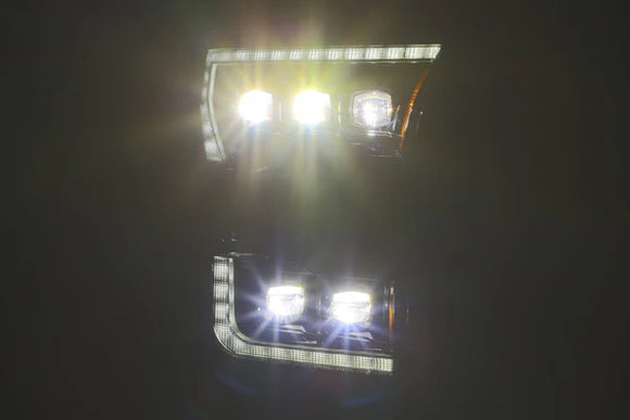 AlphaRex 17-20 Ford Raptor NOVA LED Proj Headlights Plank Style Chrm w/Activ Light Sequential Signal