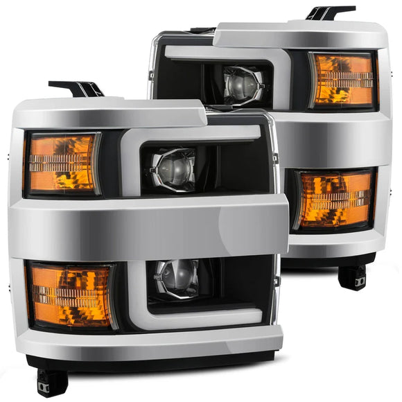 AlphaRex 15-19 Chevy Silverado 2500/3500 LUXX-Series Proj. Headlights Blk w/Actv SeqSig & SBDRL