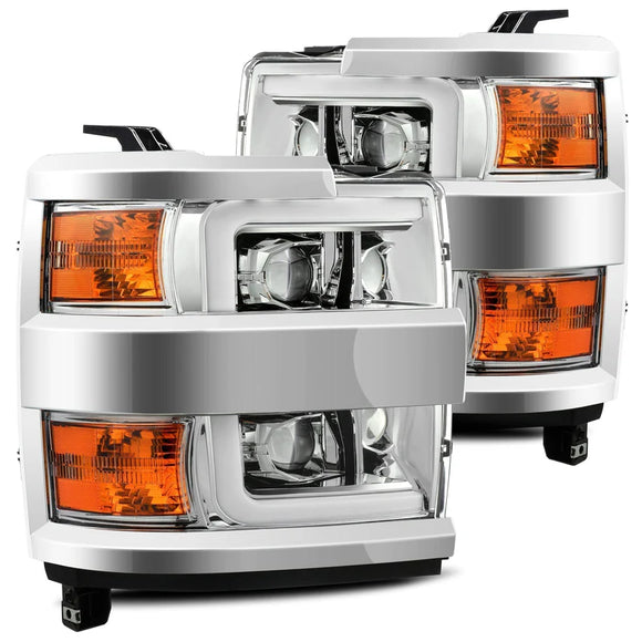 AlphaRex 15-19 Chevy Silverado 2500/3500 LUXX-Series Proj. Headlights Chrome w/Actv SeqSig & DRL