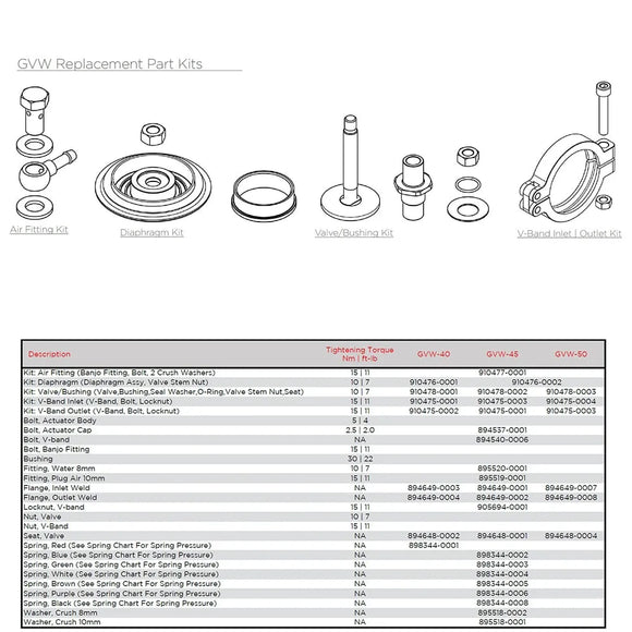 Garrett GVW-45 45mm Valve/Bushing Kit (Incl Valve/Bushing/Seal/Washer/O-Ring/Valve Stem Nut & Seat)