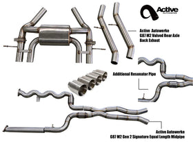 G87 Exhaust Bundle equal length (rear + EL midpipe) carbon/black tips 2023+ M2