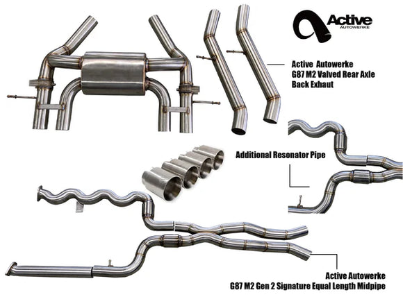 G87 Exhaust Bundle equal length res (rear + EL res midpipe) carbon tips 2023+ M2