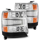 AlphaRex 16-18 Chevy 1500HD LUXX LED Proj Headlights Chrome w/Seq Actv Lgt / Seq Sig (Req PN 810023)-1