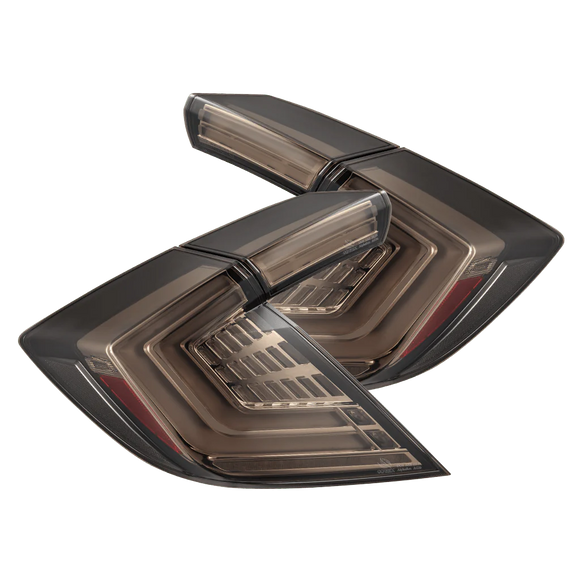 16-21 Honda Civic Hatchback NOVA-Series Prismatic LED Tail Lights Clear Smoke
