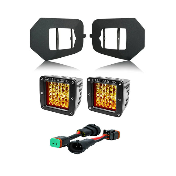 Cali Raised 2016-2023 Toyota Tacoma Led Fog Light Pod Replacements Brackets Kit - 3X2 18W Amber Pods