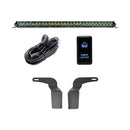 Cali Raised 2016-2023 Toyota Tacoma 32In Low Bumper Flush Slim Light Bar Kit -Blue Backlight - Small-1