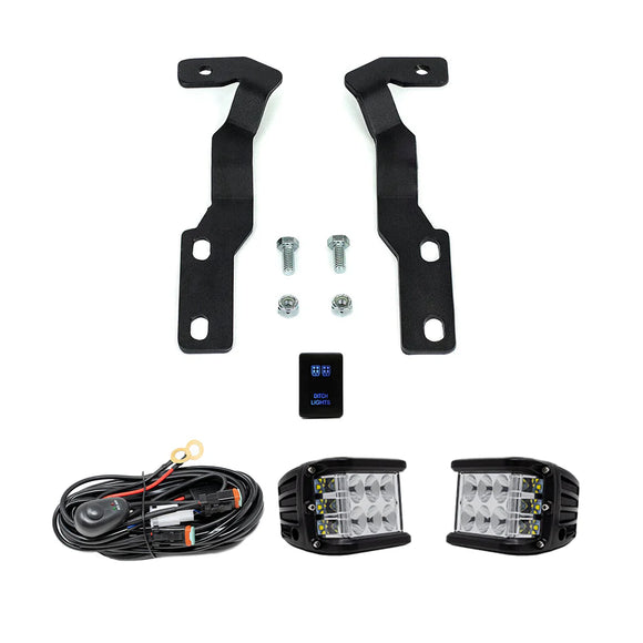 Cali Raised 2016-2023 Toyota Tacoma Low Profile Ditch Light Brackets Kit - Blue Backlight - Small