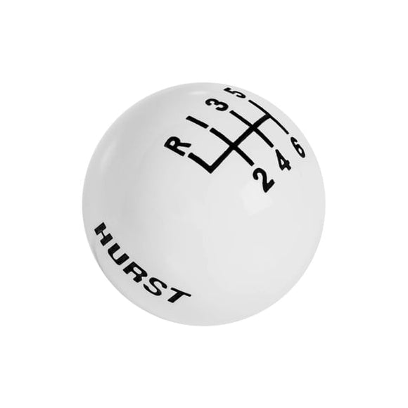 HURST SHFTR KNOB-WHITE 6 SPD (3/8-16) LOGO