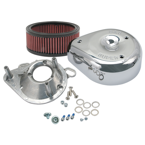 S&S Cycle 95-16 BT w/ S&S Single Bore TB Teardrop Air Cleaner Kit Chrome Cover