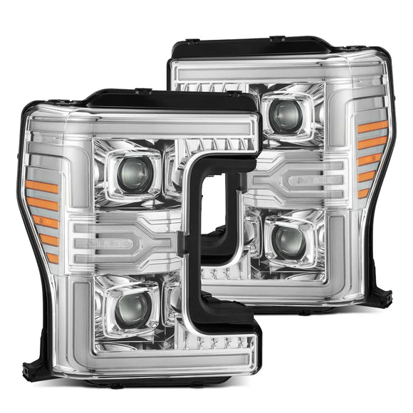 AlphaRex 17-19 Ford F-250/350/450/550 Super Duty LUXX-Series LED Proj Headlights Chrome w/SS & SBDRL