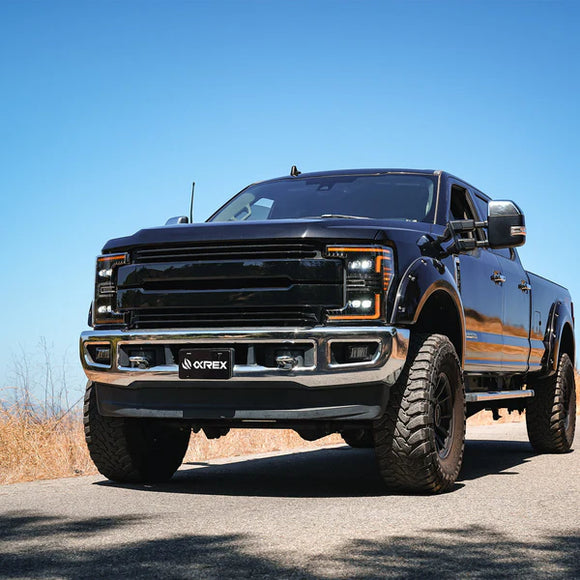 AlphaRex 17-19 Ford F-250/350/450 SD NOVA-Series LED Proj Headlights Bk w/Actv Light SeqSig & SBDRL