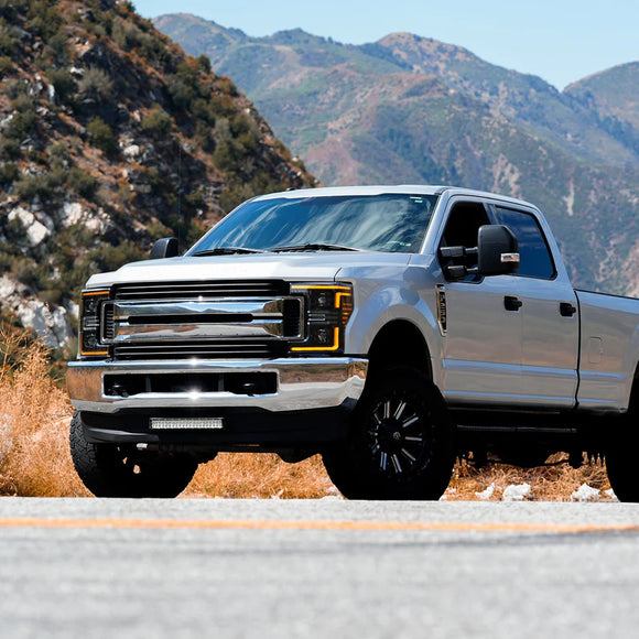 AlphaRex 17-19 Ford F-250/350/450/550  Super Duty PRO-Series Proj Headlights Black w/SeqSig & DRL