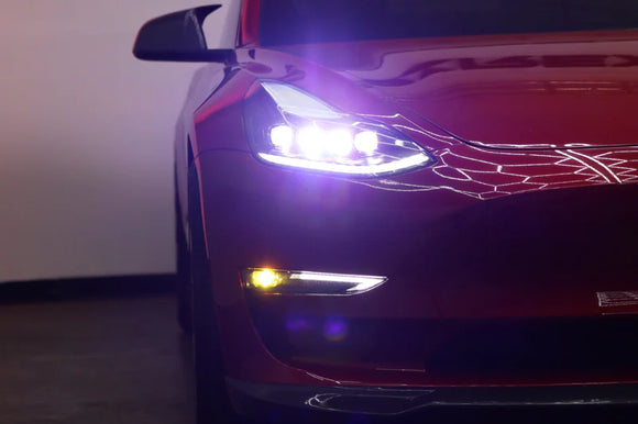 AlphaRex 17-23 Tesla Model 3/20-24 Model Y Double Tap Dual Color LED Projector Fog Lights