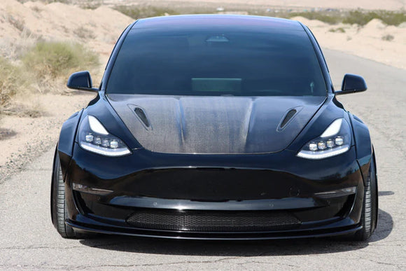 AlphaRex 17-22 Tesla Model 3/20-23 Model Y NOVA LED Proj Headlights Alpha-Blk w/Actv Lgt & Seq.Sig