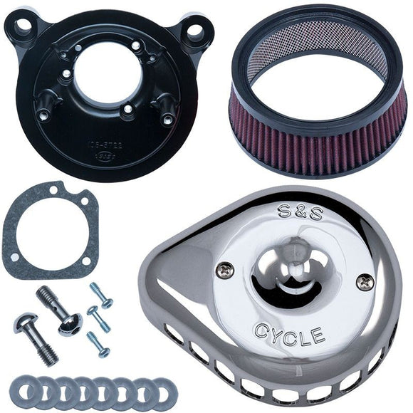 S&S Cycle 91-06 XL w/ Stock CV Carb Chrome Mini Teardrop Stealth Air Cleaner Kit