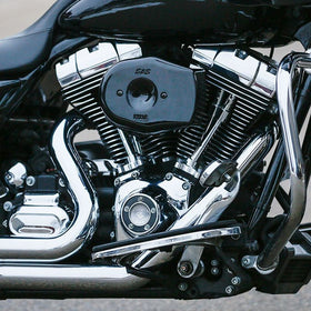 S&S Cycle 08-16 Touring/16-17 Softail Models Stealth Air Cleaner Kit w/ Black Tribute Cover