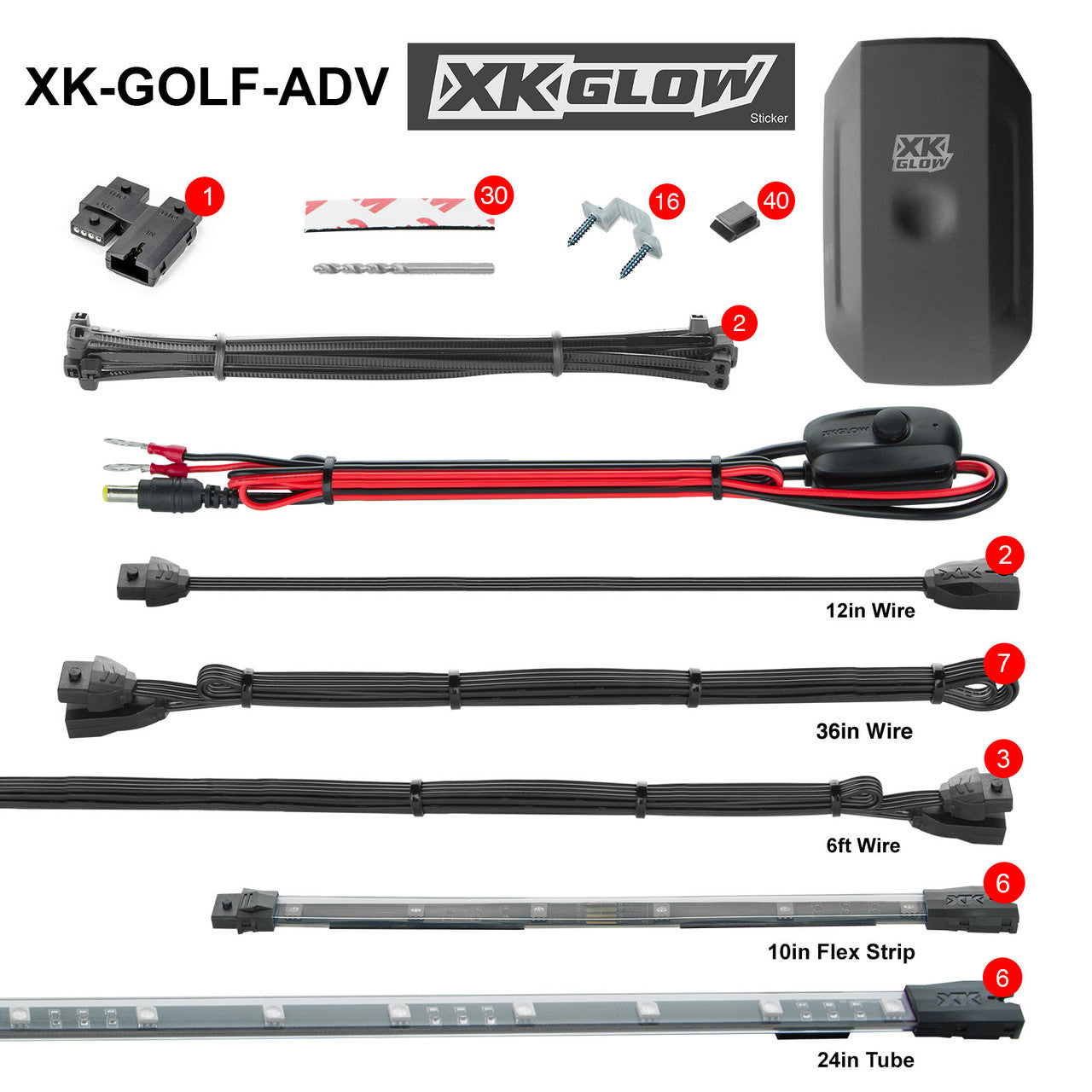 XK Glow LED Golf Cart Accent Light Kits XKchrome Smartphone App