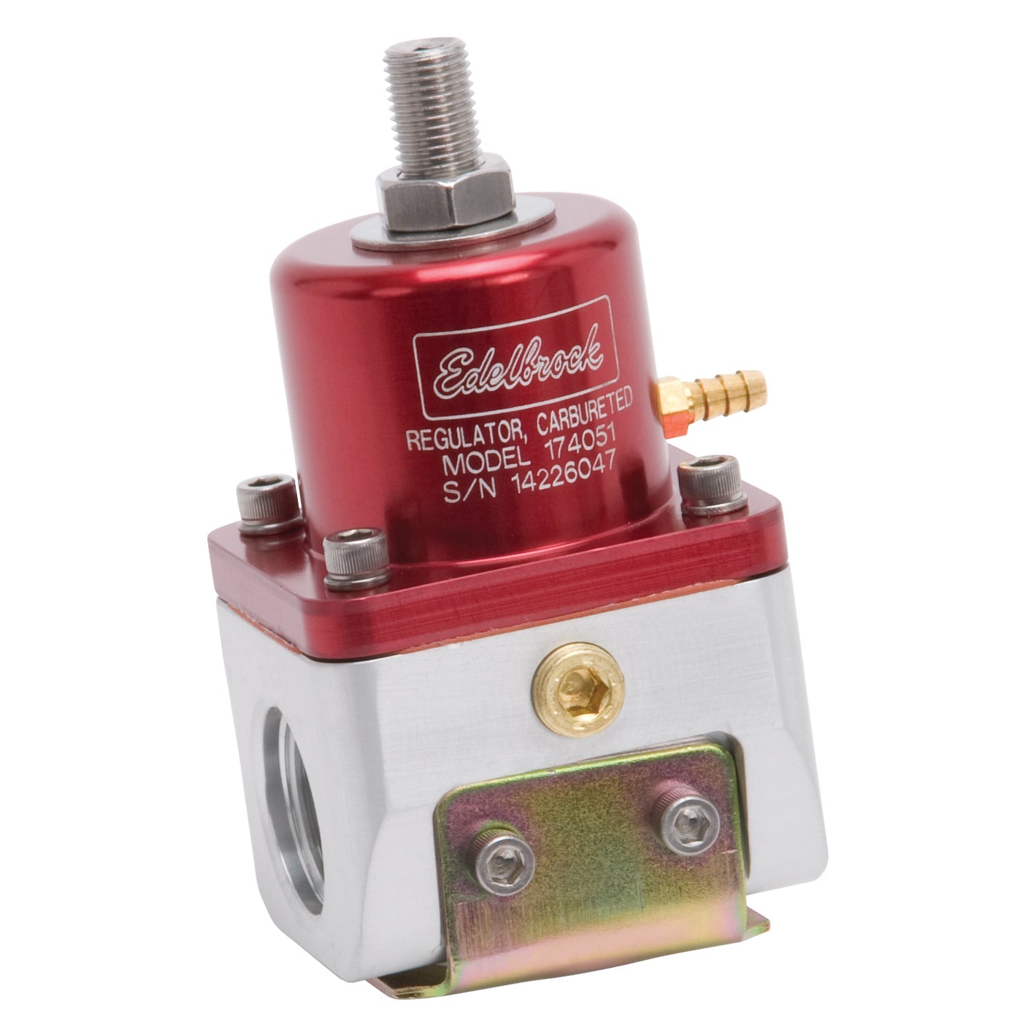 Edelbrock Fuel Pressure Regulator Carbureted 180 GPH 5-10 PSI -10 In/Out -6 Return Red/Clear - 0