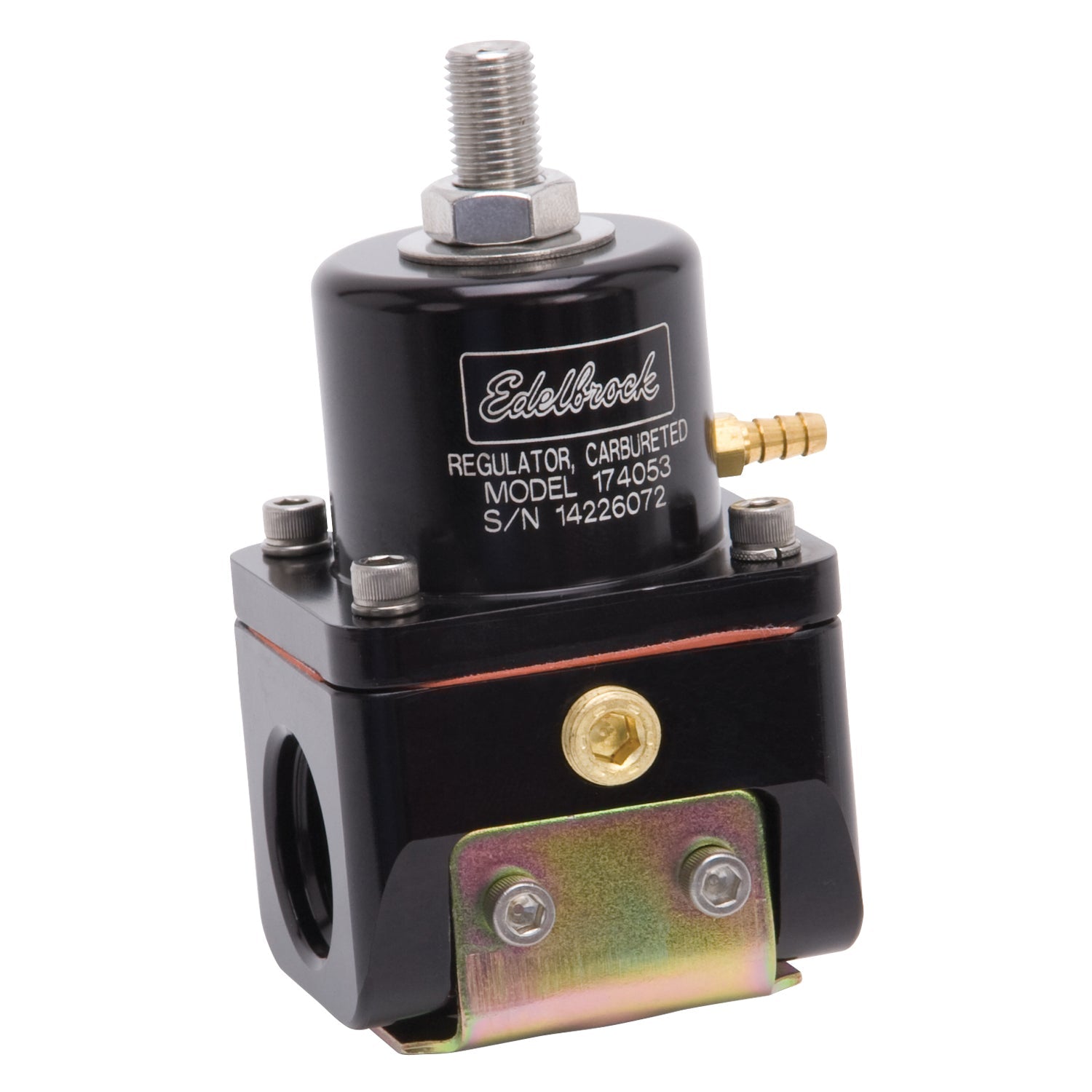 Edelbrock Fuel Pressure Regulator Carbureted 180 GPH 5-10 PSI -10 In/Out -6 Return Black - 0