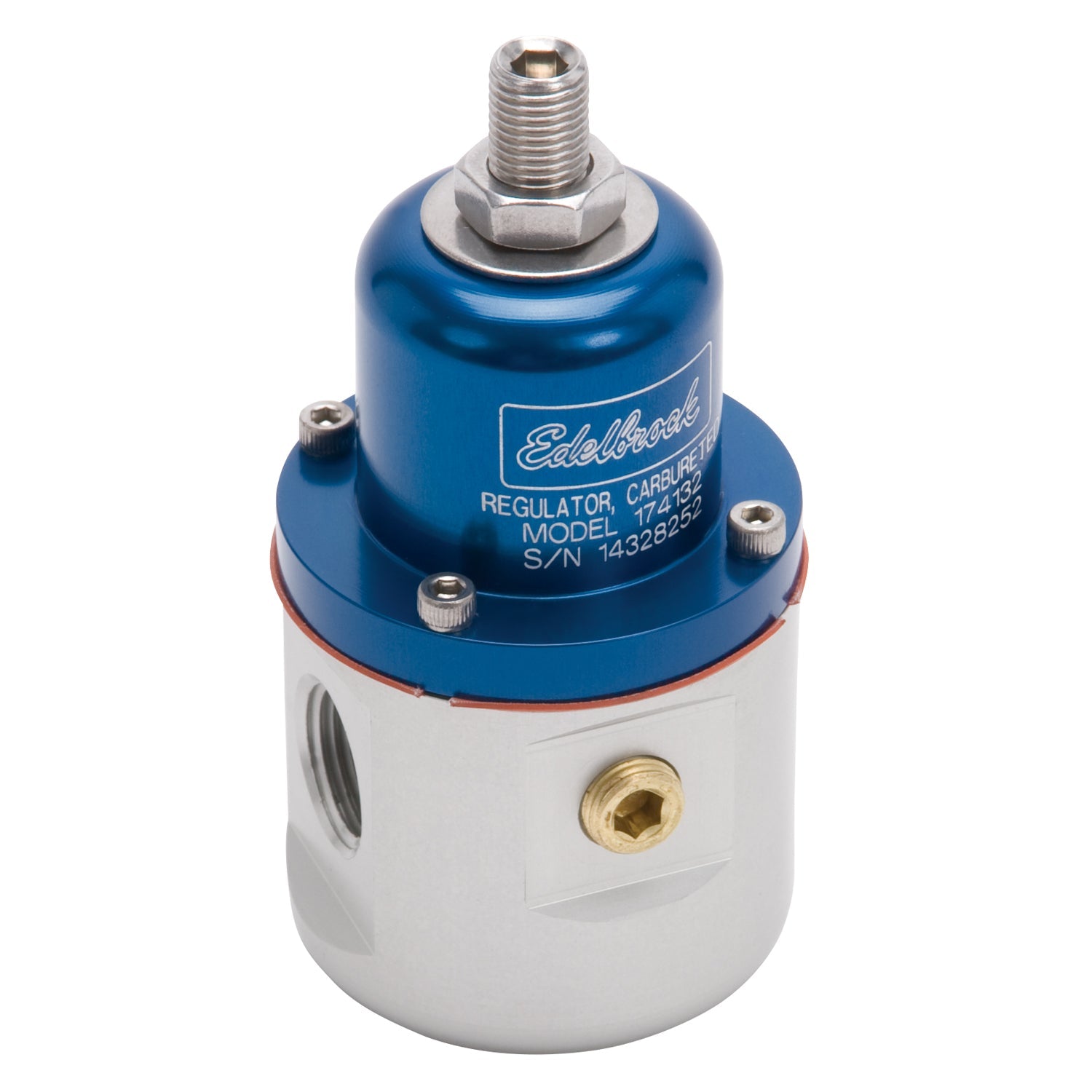 Edelbrock Fuel Pressure Regulator Carbureted 160 GPH 5-10 PSI 3/8In In/Out 3/8In Return Blue/Clear - 0