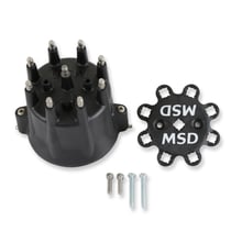 MSD Distributor Cap. MSD Style. Black Chevy V8. HEI. Retainer