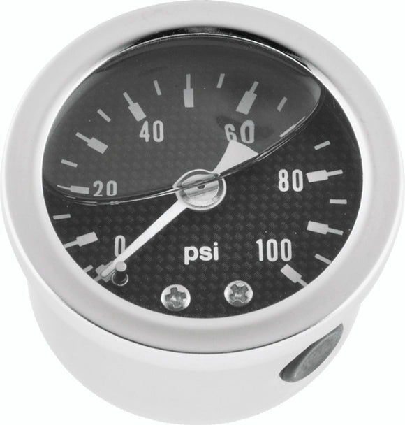 Bikers Choice 0-100 PSI Oil Pressure Gauge Carbon Face Stainless Bezel Liquid Filled Univ Custom